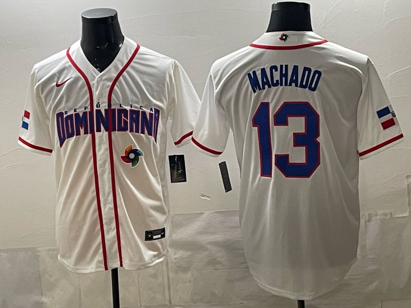 Men 2026 World Cub #13 Machado White Game Nike MLB Jersey style 006->more jerseys->MLB Jersey